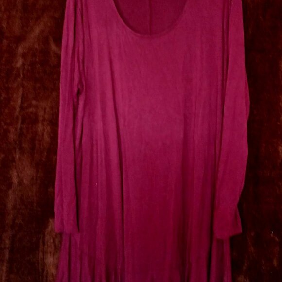 Terra & Sky 1X burgundy shift dress - Picture 1 of 5